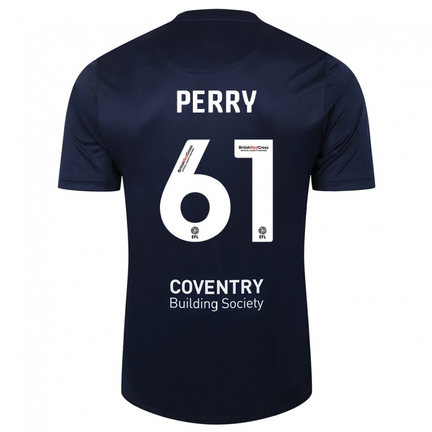 Kandiny Herren Callum Perry #61 Rote Marine Auswärtstrikot Trikot 2023/24 T-Shirt