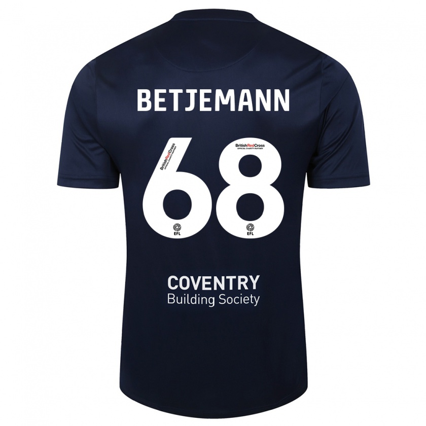 Kandiny Herren Elliot Betjemann #68 Rote Marine Auswärtstrikot Trikot 2023/24 T-Shirt