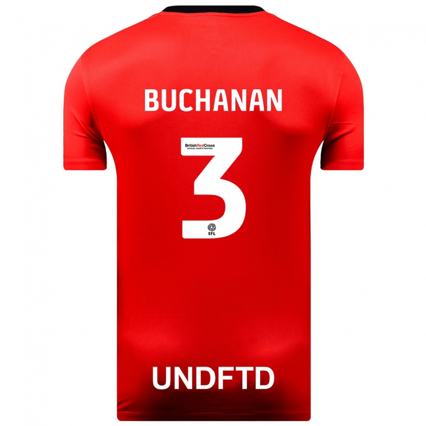 Kandiny Herren Lee Buchanan #3 Rot Auswärtstrikot Trikot 2023/24 T-Shirt