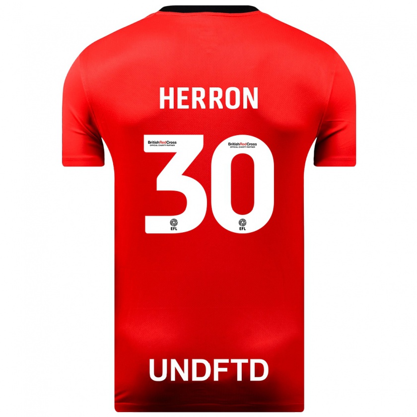 Kandiny Herren Neve Herron #30 Rot Auswärtstrikot Trikot 2023/24 T-Shirt