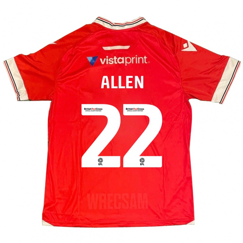 Kandiny Damen Keren Allen #22 Rot Heimtrikot Trikot 2023/24 T-Shirt