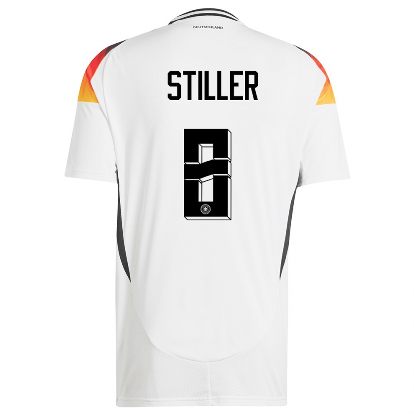 Kandiny Kinder Deutschland Angelo Stiller #8 Weiß Heimtrikot Trikot 24-26 T-Shirt