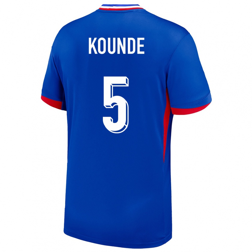 Kandiny Kinder Frankreich Jules Kounde #5 Blau Heimtrikot Trikot 24-26 T-Shirt