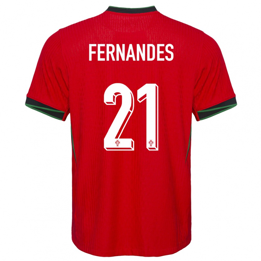 Kandiny Kinder Portugal Mateus Fernandes #21 Rot Heimtrikot Trikot 24-26 T-Shirt