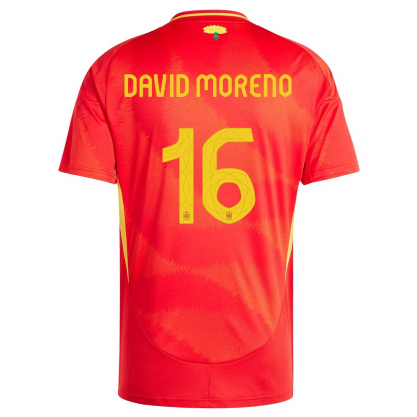 Kandiny Kinder Spanien Antonio David Moreno #16 Rot Heimtrikot Trikot 24-26 T-Shirt