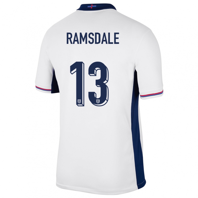 Kandiny Kinder England Aaron Ramsdale #13 Weiß Heimtrikot Trikot 24-26 T-Shirt