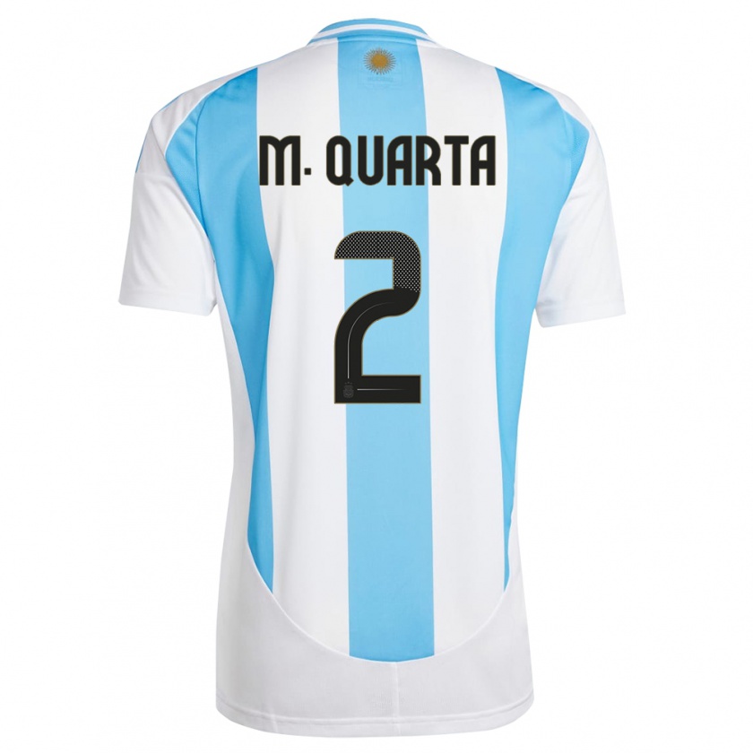 Kandiny Kinder Argentinien Lucas Martinez Quarta #2 Weiß Blau Heimtrikot Trikot 24-26 T-Shirt