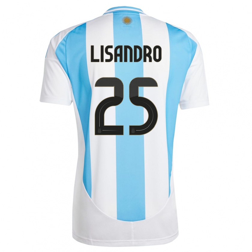 Kandiny Kinder Argentinien Lisandro Martinez #25 Weiß Blau Heimtrikot Trikot 24-26 T-Shirt