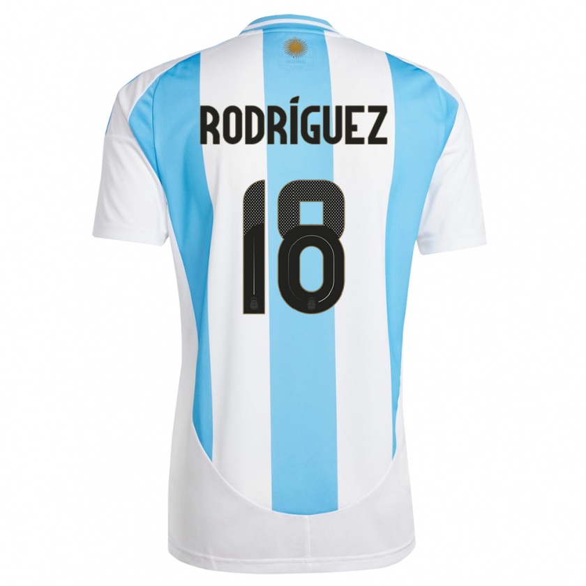 Kandiny Kinder Argentinien Guido Rodriguez #18 Weiß Blau Heimtrikot Trikot 24-26 T-Shirt