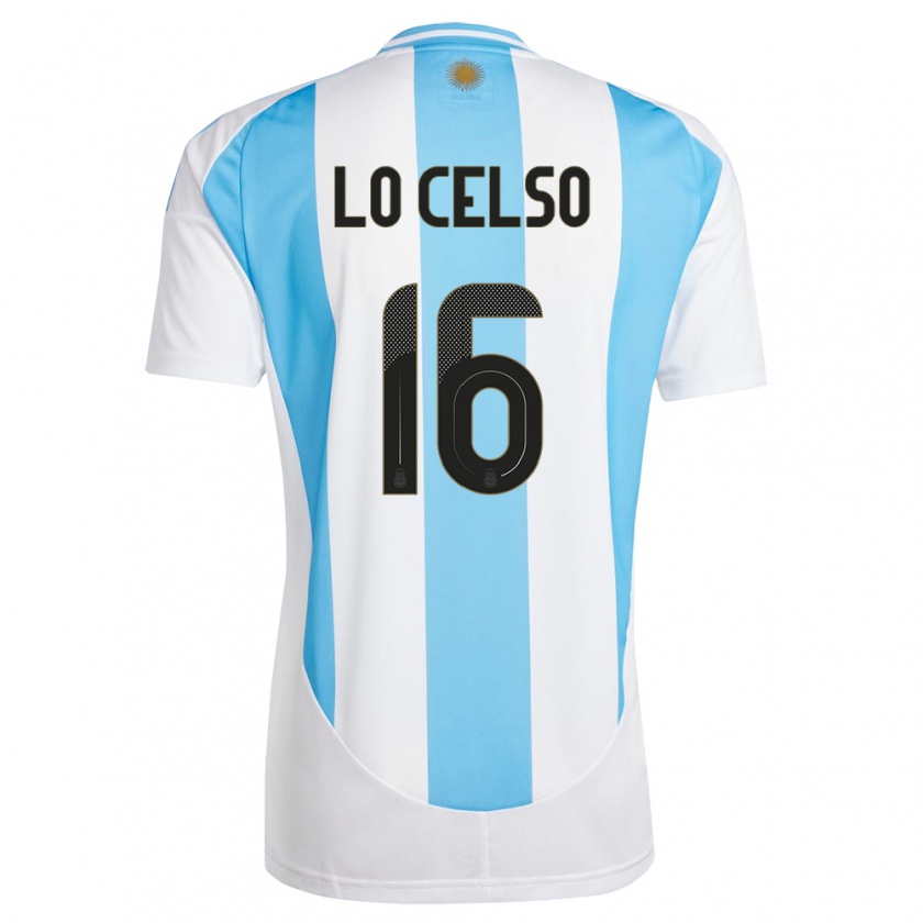 Kandiny Kinder Argentinien Giovani Lo Celso #16 Weiß Blau Heimtrikot Trikot 24-26 T-Shirt