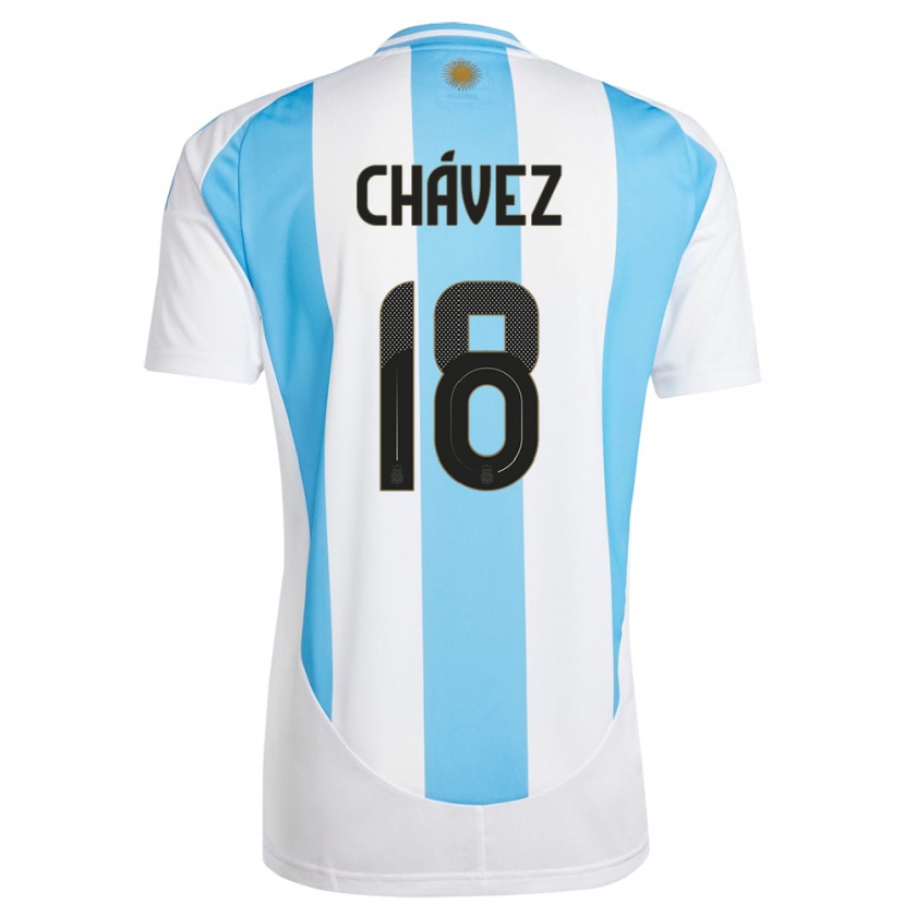 Kandiny Kinder Argentinien Gabriela Chavez #18 Weiß Blau Heimtrikot Trikot 24-26 T-Shirt