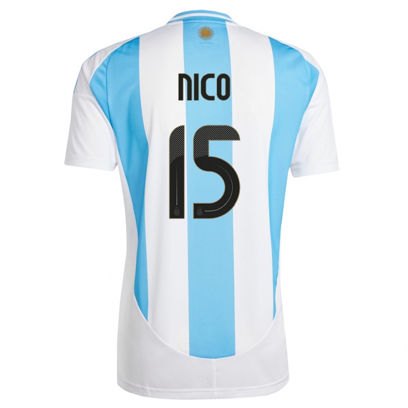 Kandiny Kinder Argentinien Nico #15 Weiß Blau Heimtrikot Trikot 24-26 T-Shirt