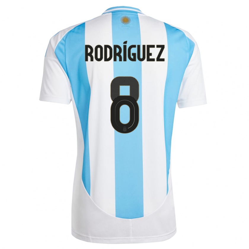 Kandiny Kinder Argentinien Agustin Rodriguez #8 Weiß Blau Heimtrikot Trikot 24-26 T-Shirt