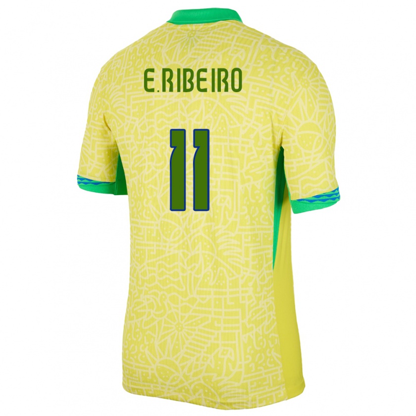 Kandiny Kinder Brasilien Everton Ribeiro #11 Gelb Heimtrikot Trikot 24-26 T-Shirt