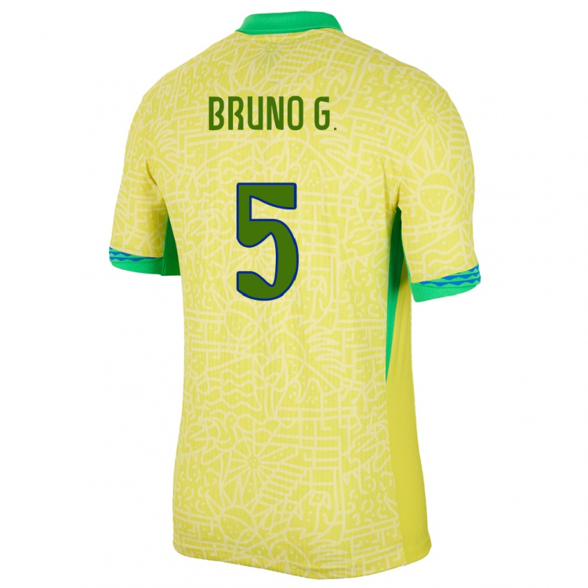 Kandiny Kinder Brasilien Bruno Guimaraes #5 Gelb Heimtrikot Trikot 24-26 T-Shirt