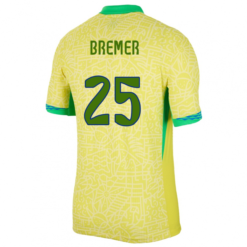 Kandiny Kinder Brasilien Bremer #25 Gelb Heimtrikot Trikot 24-26 T-Shirt