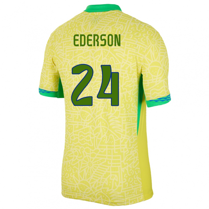 Kandiny Kinder Brasilien Ederson #24 Gelb Heimtrikot Trikot 24-26 T-Shirt