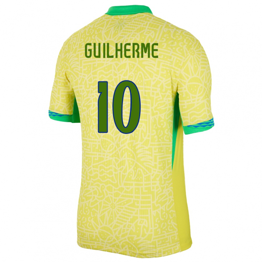 Kandiny Kinder Brasilien Luis Guilherme #10 Gelb Heimtrikot Trikot 24-26 T-Shirt