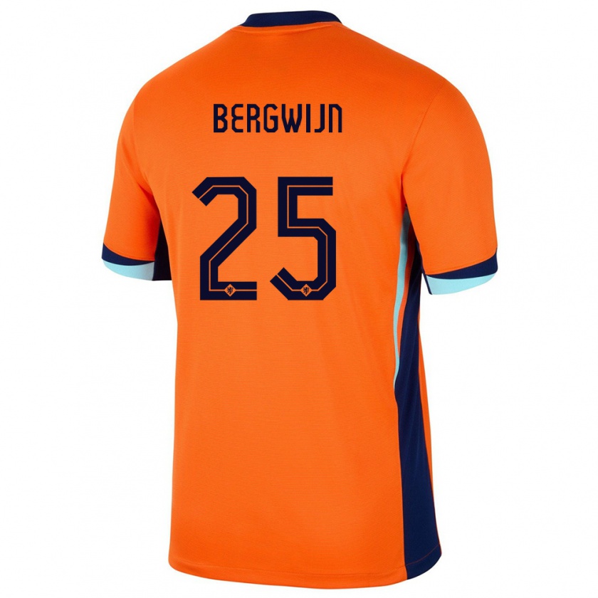 Kandiny Kinder Niederlande Steven Bergwijn #25 Orange Heimtrikot Trikot 24-26 T-Shirt