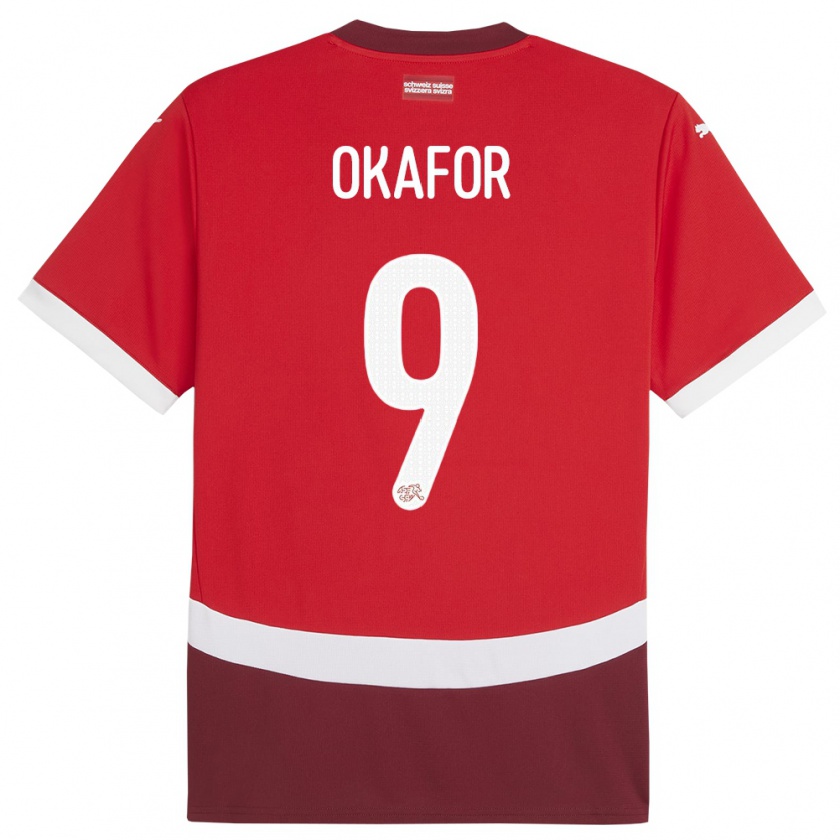 Kandiny Kinder Schweiz Noah Okafor #9 Rot Heimtrikot Trikot 24-26 T-Shirt