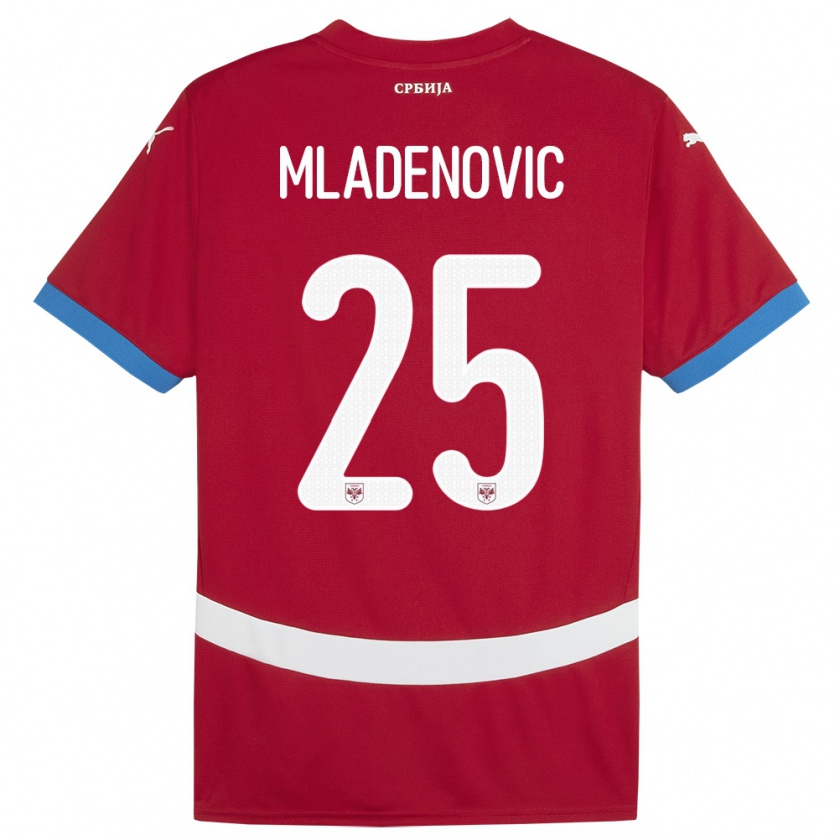 Kandiny Kinder Serbien Filip Mladenovic #25 Rot Heimtrikot Trikot 24-26 T-Shirt