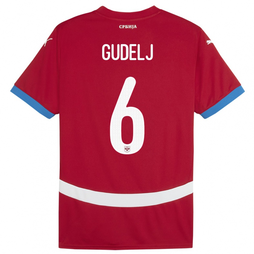 Kandiny Kinder Serbien Nemanja Gudelj #8 Rot Heimtrikot Trikot 24-26 T-Shirt