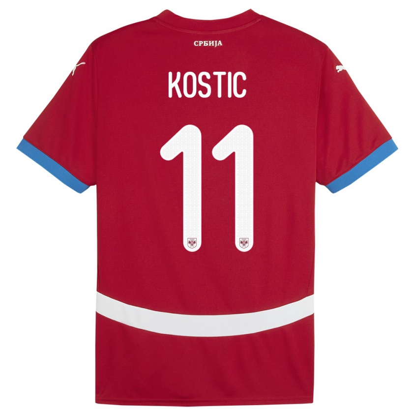 Kandiny Kinder Serbien Filip Kostic #11 Rot Heimtrikot Trikot 24-26 T-Shirt