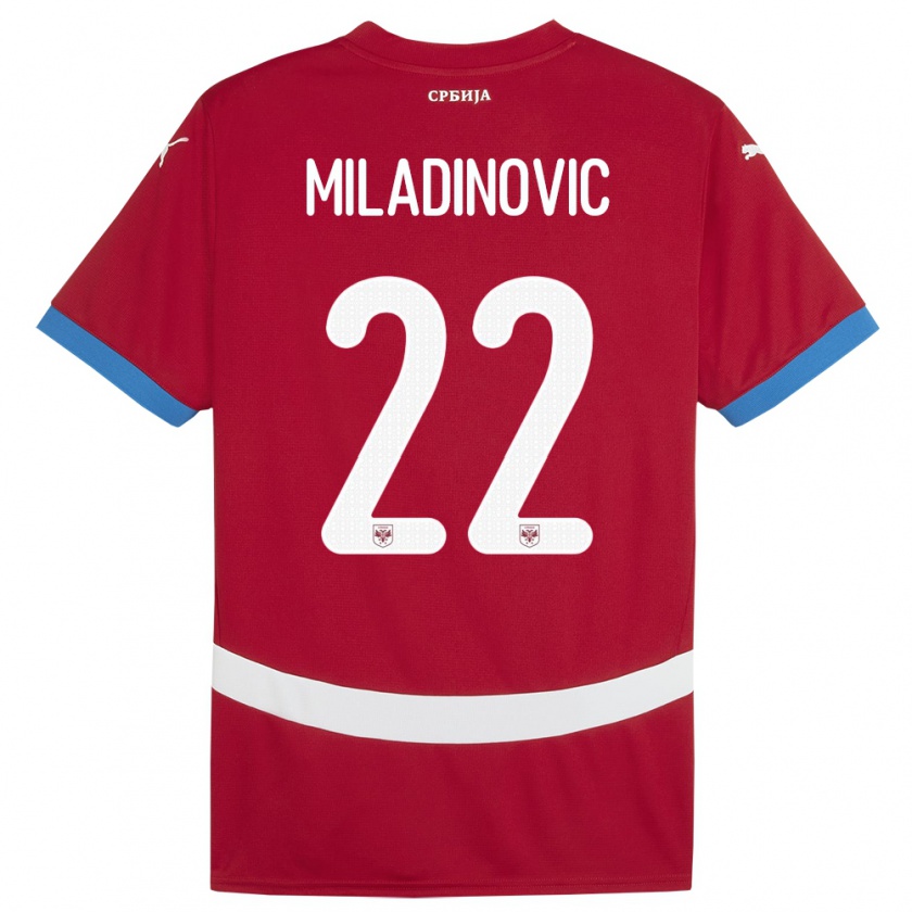 Kandiny Kinder Serbien Igor Miladinovic #22 Rot Heimtrikot Trikot 24-26 T-Shirt