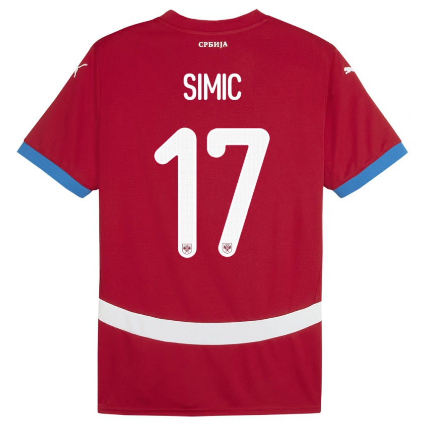 Kandiny Kinder Serbien Jan Carlo Simic #17 Rot Heimtrikot Trikot 24-26 T-Shirt