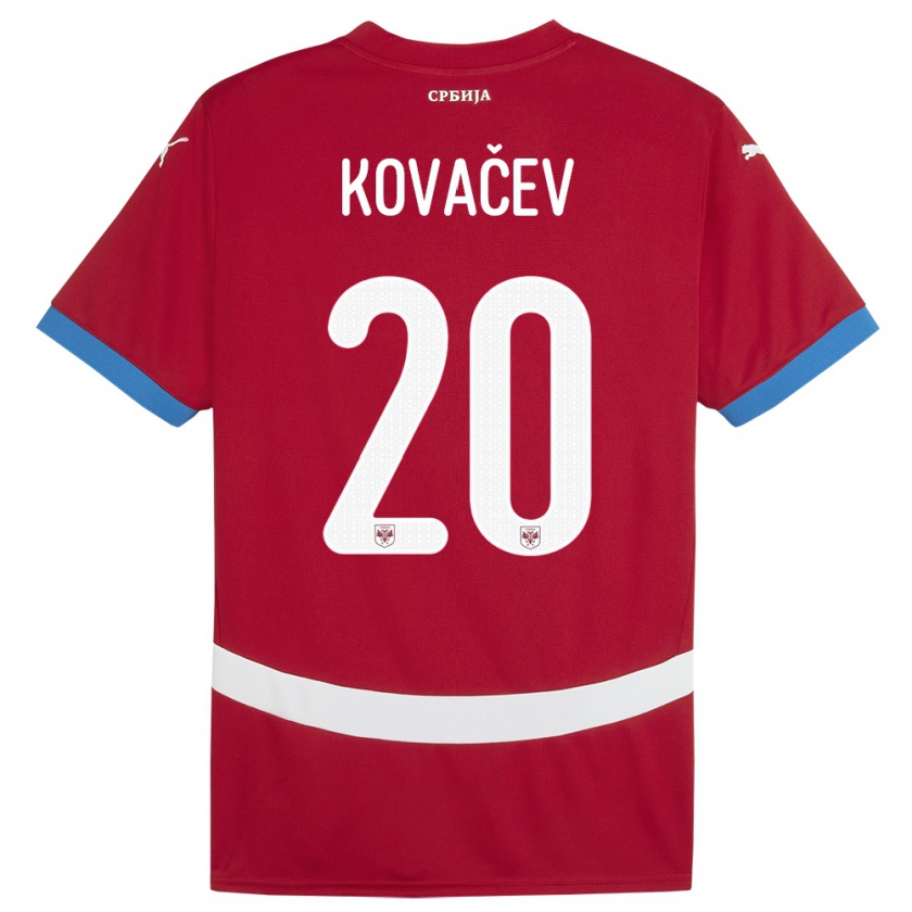 Kandiny Kinder Serbien Milan Kovacev #20 Rot Heimtrikot Trikot 24-26 T-Shirt