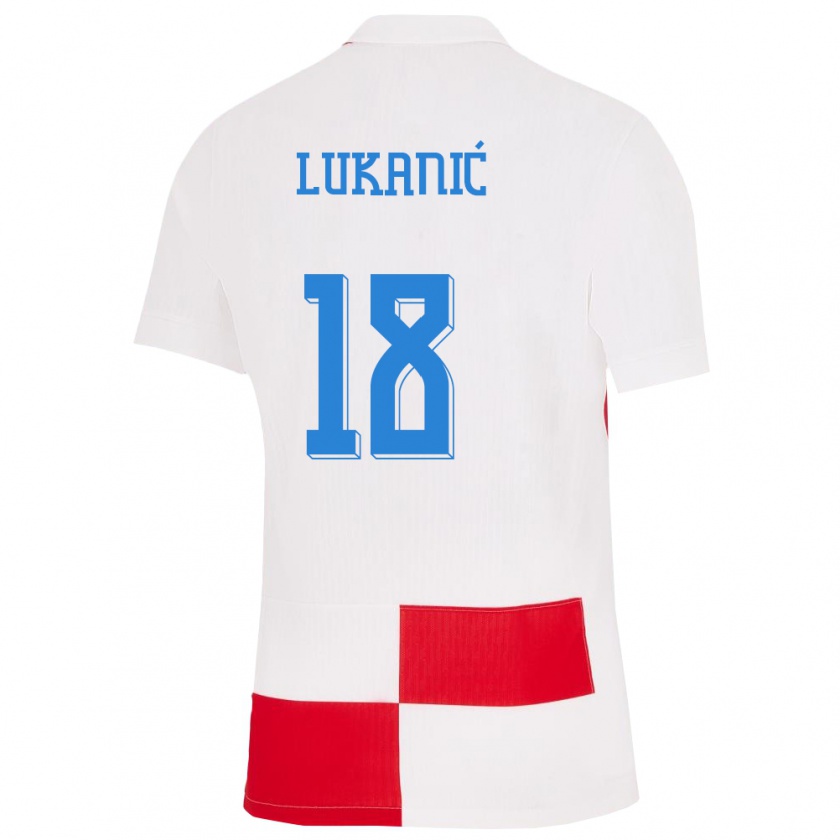 Kandiny Kinder Kroatien Luka Lukanic #18 Weiß Rot Heimtrikot Trikot 24-26 T-Shirt