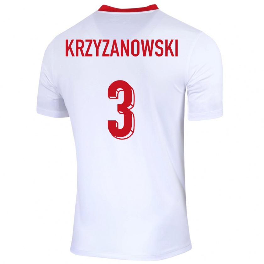 Kandiny Kinder Polen Jakub Krzyzanowski #3 Weiß Heimtrikot Trikot 24-26 T-Shirt