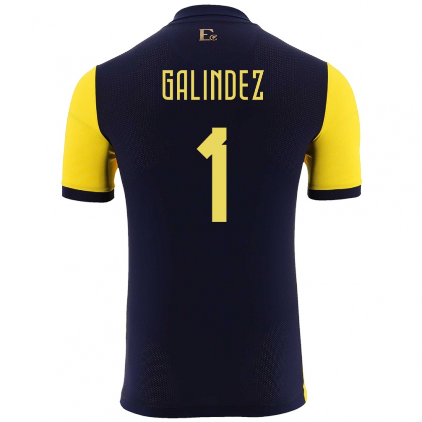 Kandiny Kinder Ecuador Hernan Galindez #1 Gelb Heimtrikot Trikot 24-26 T-Shirt