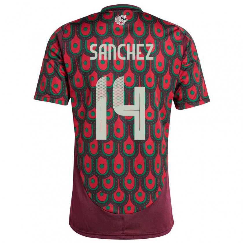 Kandiny Kinder Mexiko Erick Sanchez #14 Kastanienbraun Heimtrikot Trikot 24-26 T-Shirt