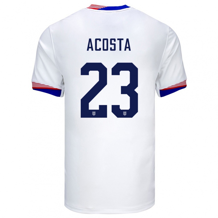 Kandiny Kinder Vereinigte Staaten Kellyn Acosta #23 Weiß Heimtrikot Trikot 24-26 T-Shirt