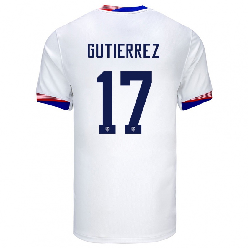 Kandiny Kinder Vereinigte Staaten Brian Gutierrez #17 Weiß Heimtrikot Trikot 24-26 T-Shirt