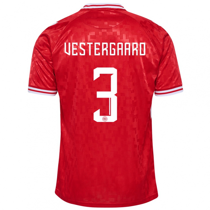 Kandiny Kinder Dänemark Jannik Vestergaard #3 Rot Heimtrikot Trikot 24-26 T-Shirt