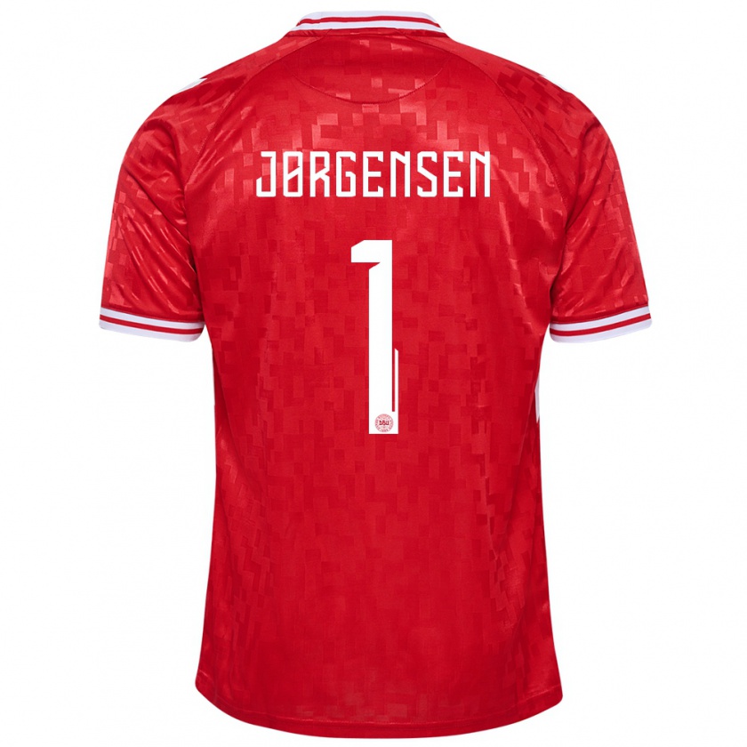 Kandiny Kinder Dänemark Filip Jørgensen #1 Rot Heimtrikot Trikot 24-26 T-Shirt