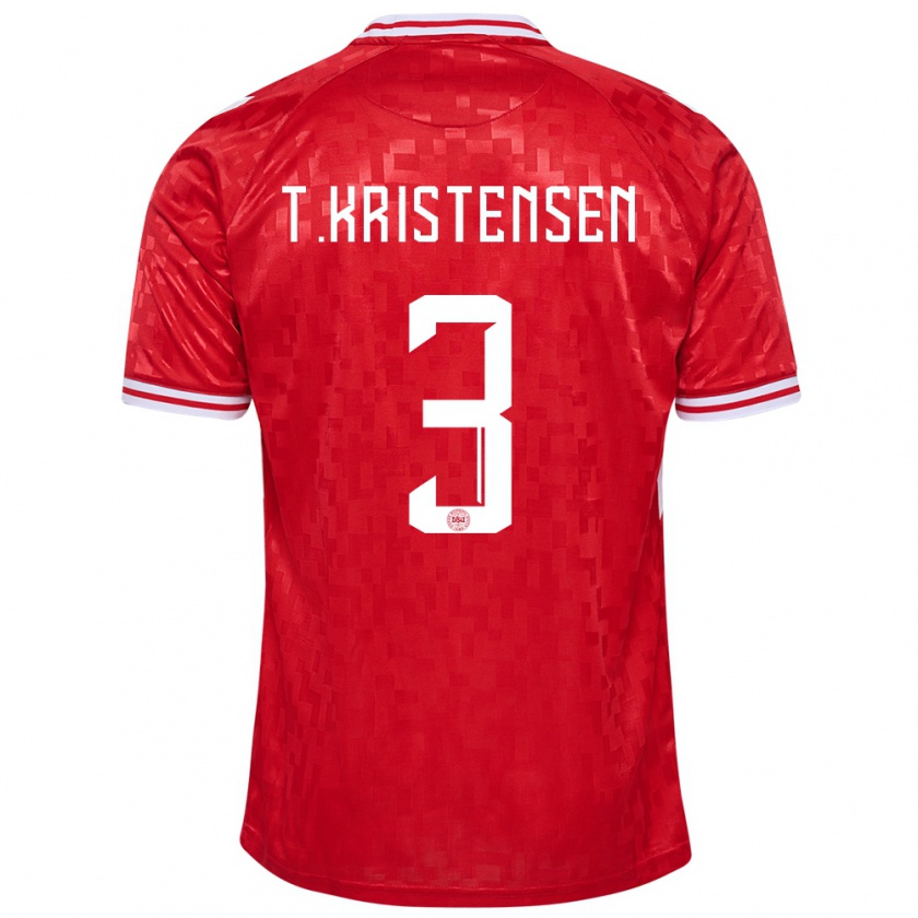 Kandiny Kinder Dänemark Thomas Kristensen #3 Rot Heimtrikot Trikot 24-26 T-Shirt