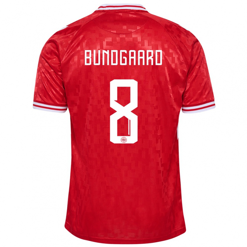 Kandiny Kinder Dänemark Filip Bundgaard #8 Rot Heimtrikot Trikot 24-26 T-Shirt