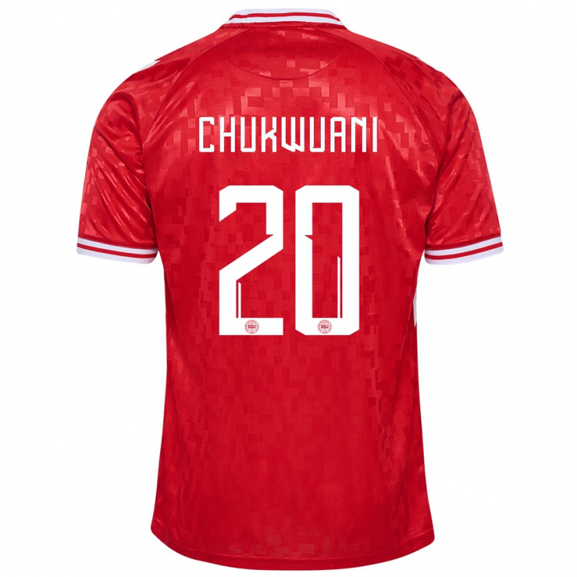 Kandiny Kinder Dänemark Tochi Chukwuani #20 Rot Heimtrikot Trikot 24-26 T-Shirt