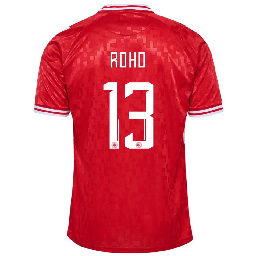 Kandiny Kinder Dänemark Emil Rohd #13 Rot Heimtrikot Trikot 24-26 T-Shirt