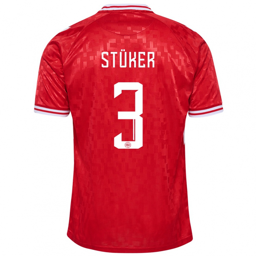 Kandiny Kinder Dänemark Simon Stüker #3 Rot Heimtrikot Trikot 24-26 T-Shirt