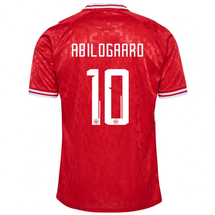 Kandiny Kinder Dänemark Lasse Abildgaard #10 Rot Heimtrikot Trikot 24-26 T-Shirt