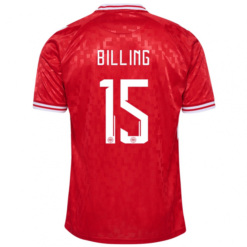 Kandiny Kinder Dänemark Philip Billing #15 Rot Heimtrikot Trikot 24-26 T-Shirt