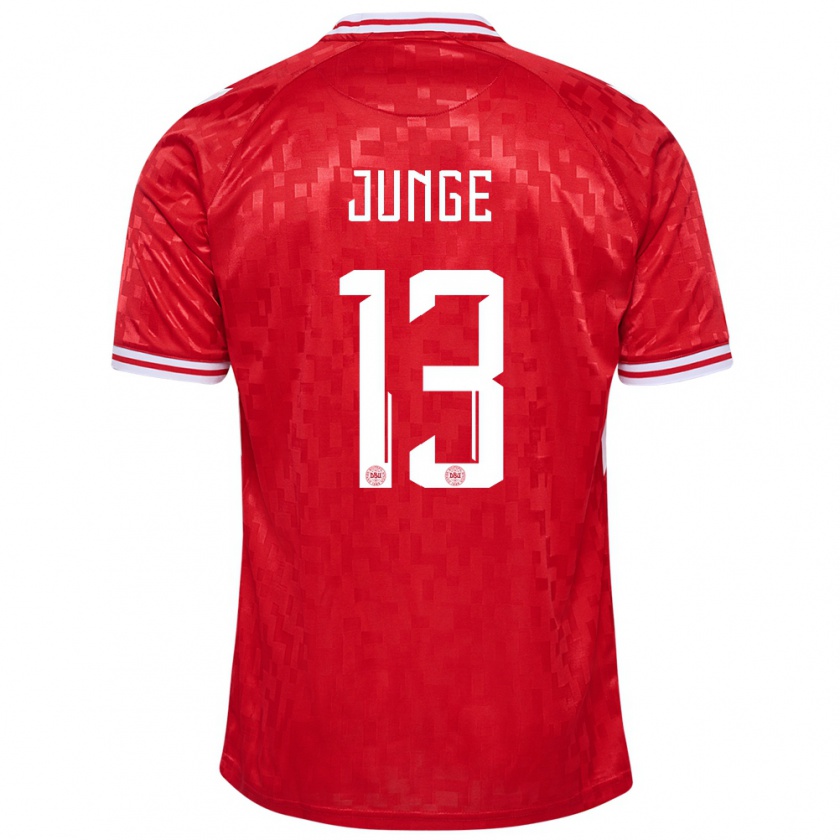 Kandiny Kinder Dänemark Sofie Junge #13 Rot Heimtrikot Trikot 24-26 T-Shirt