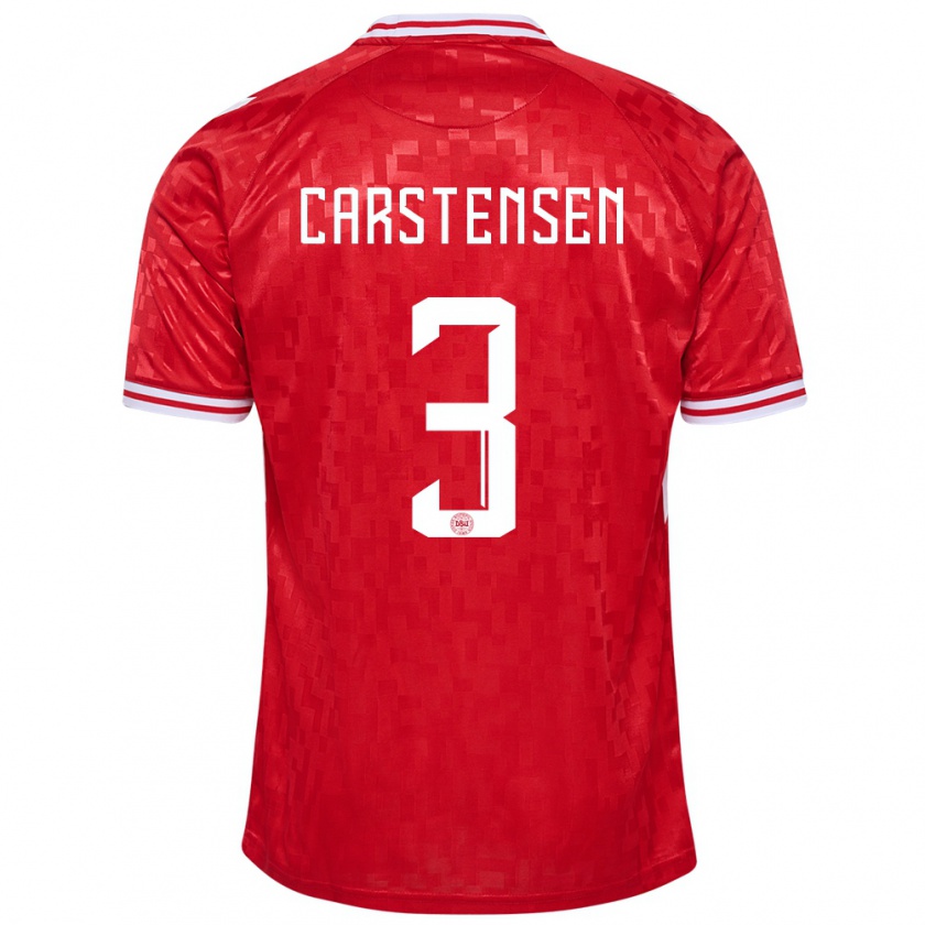 Kandiny Kinder Dänemark Rasmus Carstensen #3 Rot Heimtrikot Trikot 24-26 T-Shirt