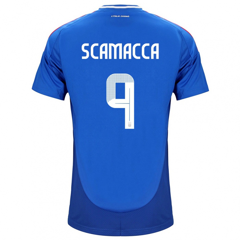 Kandiny Kinder Italien Gianluca Scamacca #9 Blau Heimtrikot Trikot 24-26 T-Shirt