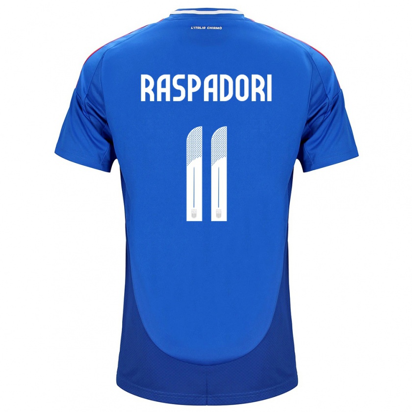 Kandiny Kinder Italien Giacomo Raspadori #11 Blau Heimtrikot Trikot 24-26 T-Shirt