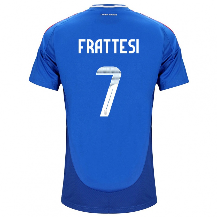 Kandiny Kinder Italien Davide Frattesi #7 Blau Heimtrikot Trikot 24-26 T-Shirt